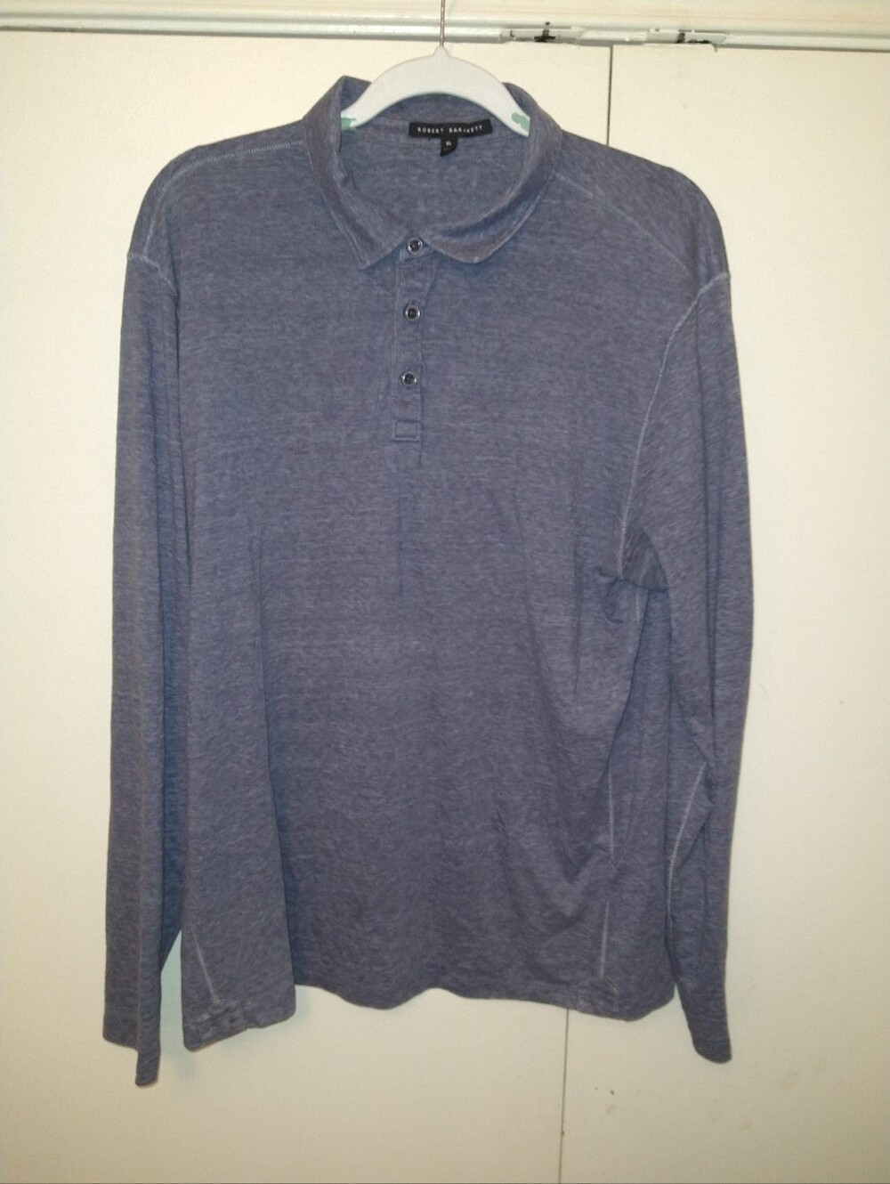 Robert Barakett Blue Long Sleeve Polo Shirt Men's sz XL.